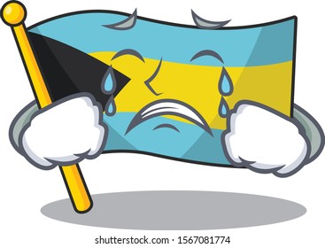 Flag bahamas cartoon with in crying character