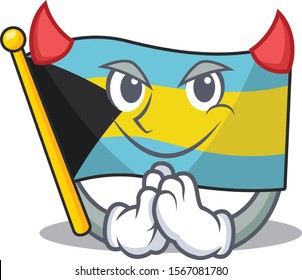 Flag bahamas cartoon with in devil character