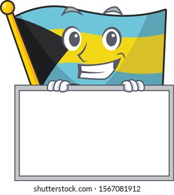 Flag bahamas cartoon with in grinning with board character