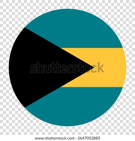 Flag of Bahamas. Bahamas circle flag logo icon computer vector illustration design. Transparent checkerboard background.