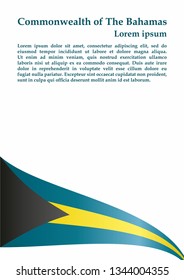 Flag of the Bahamas, Commonwealth of The Bahamas. Template for award design, an official document with the flag of the Bahamas. Bright, colorful vector illustration.