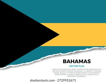 Bandera de Bahamas. Efecto de borde de papel rasgado creativo sobre fondo transparente con irregularidades irregulares. Una apariencia tridimensional con sombras realistas, como si hubiera sido rasgada para revelar una superficie blanca debajo