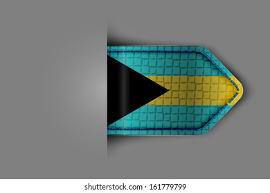 Flag of Bahamas in the form of a glossy textured label or bookmark. Vector illustration.