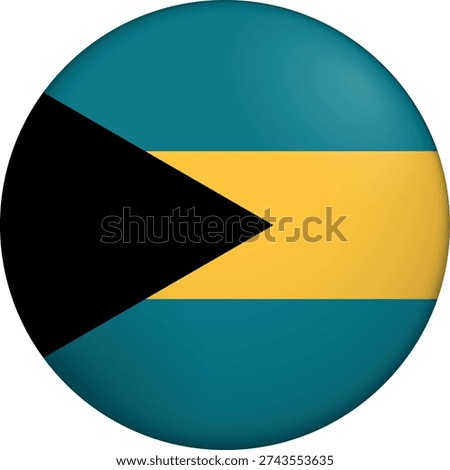 Flag of Bahamas. Glossy circular flag. Button appearance. 3D Icon Design with depth. Professional, tactile look. Perfect for representing national identity in digital interfaces and perfect for websites