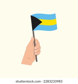Flag of Bahamas, Hand Holding flag