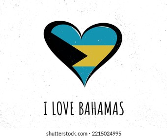 Bandera de Bahamas en forma de corazón. Icono del vector de la bandera de las Bahamas.