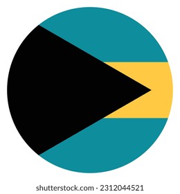 The flag of the Bahamas. Flag icon. Standard color. Round flag. Computer illustration. Digital illustration. Vector illustration.