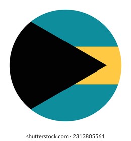 The flag of the Bahamas. Flag icon. Standard color. Round flag. Computer illustration. Digital illustration. Vector illustration.