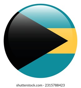 The flag of the Bahamas. Flag icon. Standard color. A round flag. 3d illustration. Computer illustration. Digital illustration. Vector illustration.