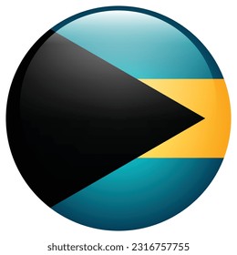 The flag of the Bahamas. Flag icon. Standard color. The round flag. 3d illustration. Computer illustration. Digital illustration. Vector illustration.