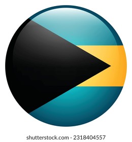 The flag of the Bahamas. Flag icon. Standard color. The round flag. 3d illustration. Computer illustration. Digital illustration. Vector illustration.