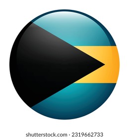 The flag of the Bahamas. Flag icon. Standard color. The round flag. 3d illustration. Computer illustration. Digital illustration. Vector illustration.