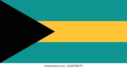 The flag of the Bahamas. Flag icon. Standard color. Standard size. A rectangular flag. Computer illustration. Digital illustration. Vector illustration.