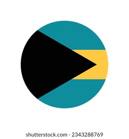 The flag of the Bahamas. Flag icon. Standard color. Circle icon flag. Computer illustration. Digital illustration. Vector illustration.