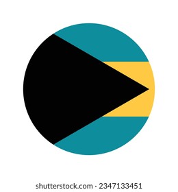 The flag of the Bahamas. Flag icon. Standard color. Circle icon flag. Computer illustration. Digital illustration. Vector illustration.