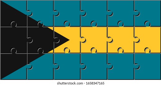 Flag of bahamas made with jigsaw puzzle pieces