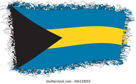 Flag of Bahamas (officially the Commonwealth of the Bahamas). Vector illustration of a stylized flag. Shaggy edge.