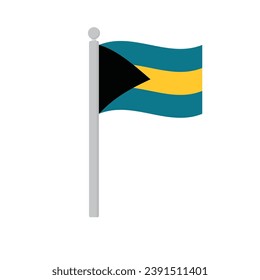 Flag of Bahamas on flagpole isolated