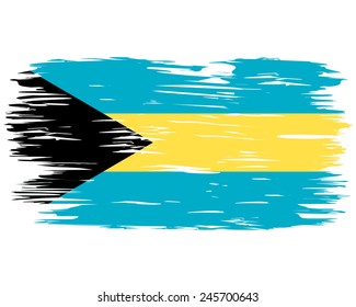 The flag of Bahamas. Painted brush colored inks. Symbol Independence Day National Patriotic Travel Country Background Grunge Paint Stock Vector Icon Logo Picture Image Illustration Political