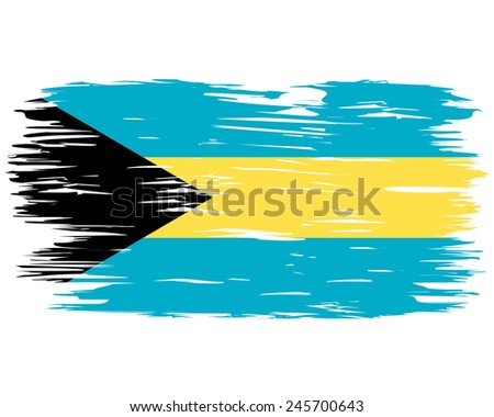 The flag of Bahamas. Painted brush colored inks. Symbol Independence Day National Patriotic Travel Country Background Grunge Paint Stock Vector Icon Logo Picture Image Illustration Political