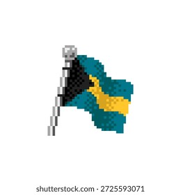Bandeira das Bahamas em estilo pixel art