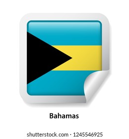Flag of Bahamas. Round glossy sticker