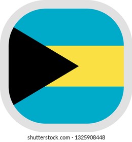 Flag of Bahamas. Rounded square icon on white background, vector illustration.