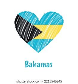 Bandera de Bahamas en forma de corazón. Lanza el corazón con la bandera de las Bahamas.