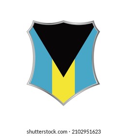 Bandera de Bahamas con marco de escudo plateado