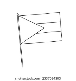 Flagge der Bahamas. Vektorgrafik, handgezeichnet schwarz-weißes Flag.