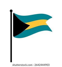 Bandeira das Bahamas. Design de ícone de ilustração de vetor de bandeira das Bahamas. Bandeira de mastro flutuante.
