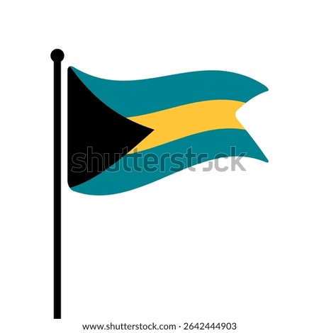 Flag of Bahamas. Bahamas flag vector illustration icon design. Fluttering flagpole flag.