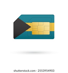 Flag of Bahamas. Vector illustration of SIM Card with flag on white background