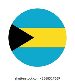 Flag of Bahamas vector. Bahamas round Flag icon. Standard color. The official national flag of the Bahamas. Flag of the Commonwealth of The Bahamas.