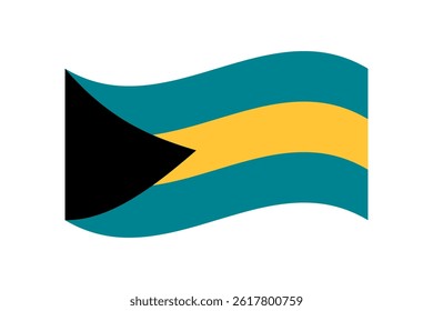 Flag of Bahamas. Bahamas wavy flag digital vector illustration. Fluttering flag.