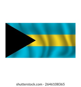 Bandeira das Bahamas ondulada flui ao vento, com dobras 3d