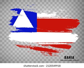 Flag of Bahia from brush strokes. Federal Republic of Brazil. Flag Bahia of Brazil on transparent background for your web site design, app, UI. Brazil. Stock vector. EPS10.