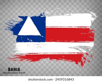 Flag of Bahia from brush strokes. Federal Republic of Brazil. Waving Flag Bahia of Brazil on transparent background for your web site design, app, UI. Brazil. EPS10.