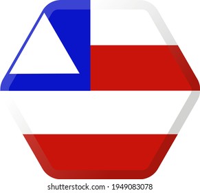 Bandera del icono hexagonal de Bahía con esquinas suaves, sombras y luces