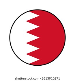 Flag of Bahrain. Black edge. Bahrain circle flag logo icon computer vector illustration design.
