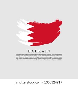 Flag of Bahrain with brush stroke effect and information text poster, Bahrain flag template design. Vector Eps 10