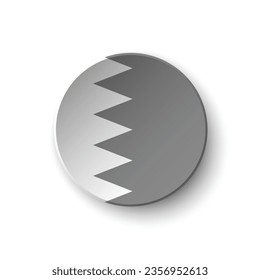 La bandera de Bahréin. Icono de indicador de botón. Icono gris. Indicador de icono de círculo. Ilustración del equipo. Ilustración digital. Ilustración vectorial.