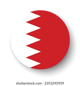 The flag of Bahrain. Button flag icon. Standard color. Circle icon flag. 3d illustration. Computer illustration. Digital illustration. Vector illustration.