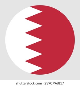 The flag of Bahrain. Button flag icon. Standard color. Circle icon flag. Computer illustration. Digital illustration. Vector illustration.