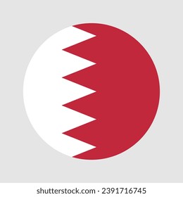 The flag of Bahrain. Button flag icon. Standard color. Circle icon flag. Computer illustration. Digital illustration. Vector illustration.