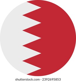 The flag of Bahrain. Button flag icon. Standard color. Circle icon flag. Computer illustration. Digital illustration. Vector illustration.