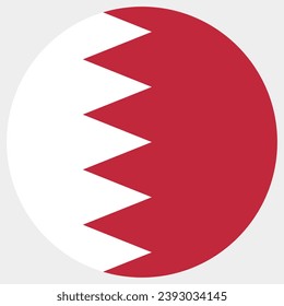 The flag of Bahrain. Button flag icon. Standard color. Circle icon flag. Computer illustration. Digital illustration. Vector illustration.