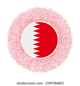 Flag of Bahrain with colorful rays. Radiant country sign. Shiny sunburst with Bahrain flag. Artistic vector illustration.