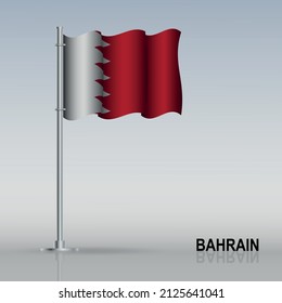 Flag of Bahrain flying on a flagpole stands on the table. Vector illustration