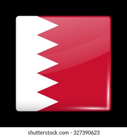 Flag of Bahrain. Glassy Icon Square Shape. This is File from the Collection Flags of Asia
